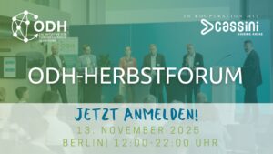 Veranstaltungsbild zum ODH-Herbstforum. Am 13. November 2025 richtet der Open District Hub e. V. sein diesjähriges Herbstforum im ENIQ-Forum in Berlin aus.
