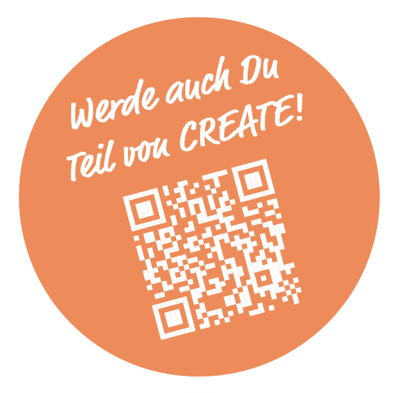 QR-Code mit der Aufforderung Teil von CREATE zu werden.